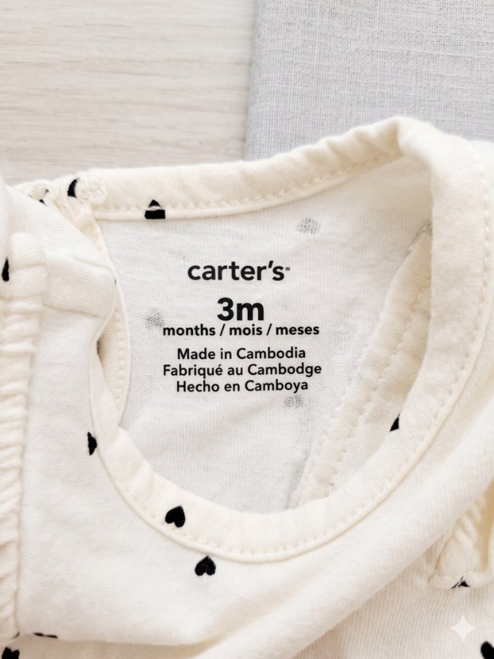 NWT Carter's Baby Girl 2-Piece Bodysuit & Pant Set – Black & white 3 months - Picture 13 of 15